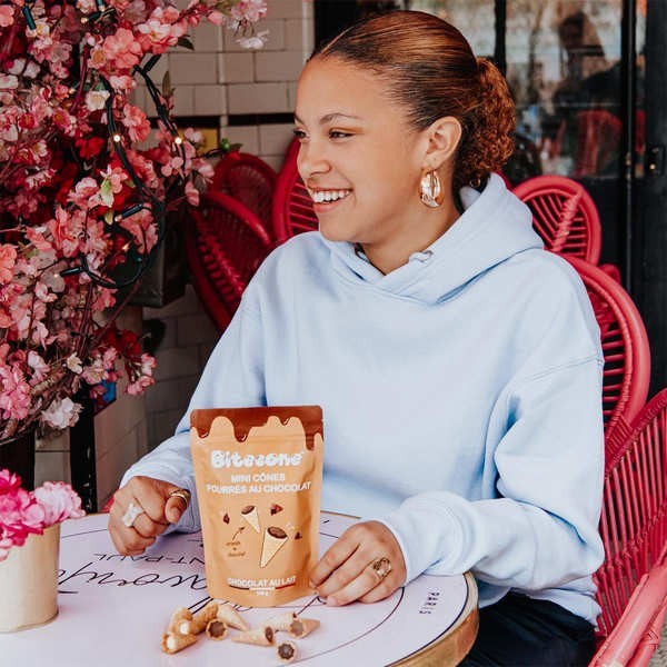 Mini cônes Bitecone - Fourrés chocolat au lait - Sachet de 100g