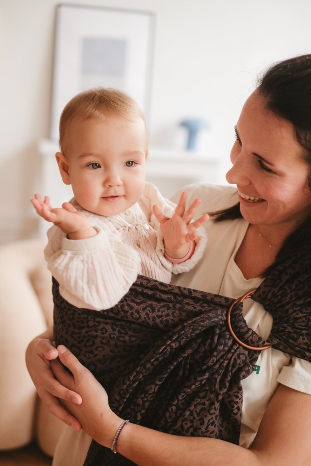 Écharpe de portage sans nœud Sling Jacquard Coton Bio Léopard