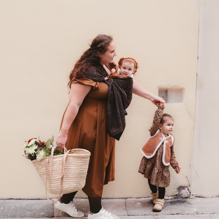 Écharpe de portage sans nœud Sling Jacquard Coton Bio Léopard