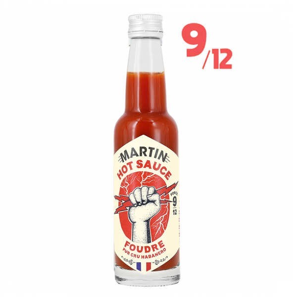 Sauce pur cru piment Habanero FOUDRE (9/12) - Bouteille de 100ml