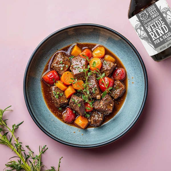 Bouillon de boeuf fermier et os à moelle - Pur, paléo et bio (Bone Broth) - Bouteille de 525ml