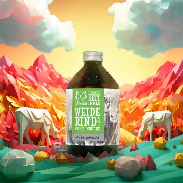 Bouillon d'os de bœuf de pâturage bio (Bone Broth) - Bouteille de 525ml