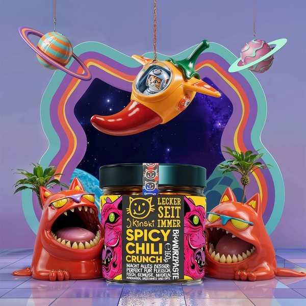 Spicy Chili Crunch - Huile pimentée croustillante bio aux cacahuètes - Pot de 160g