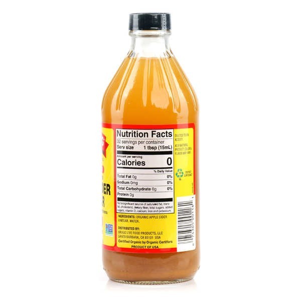Vinaigre de cidre de pomme bio avec la mère - Bragg - Bouteille verre de 473ml