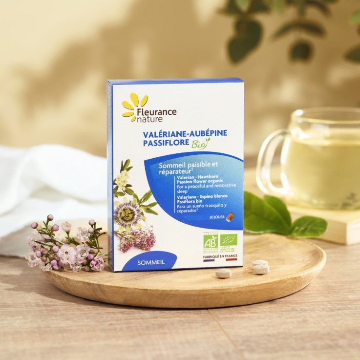 Valériane, aubépine, passiflore sommeil (60 comprimés) Bio