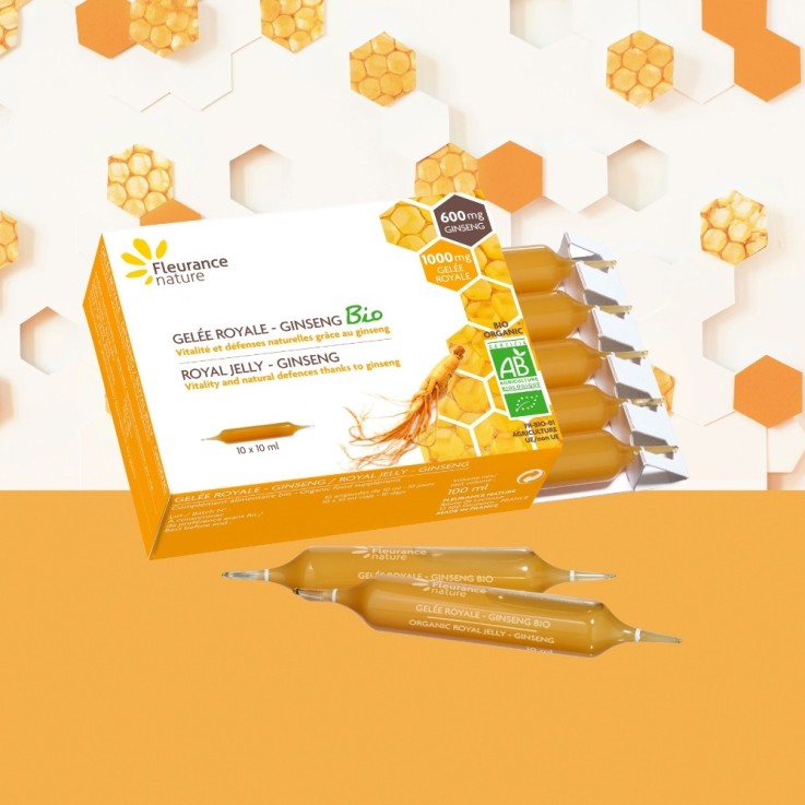 Gelée royale, ginseng vitalité (10 ampoules) Bio