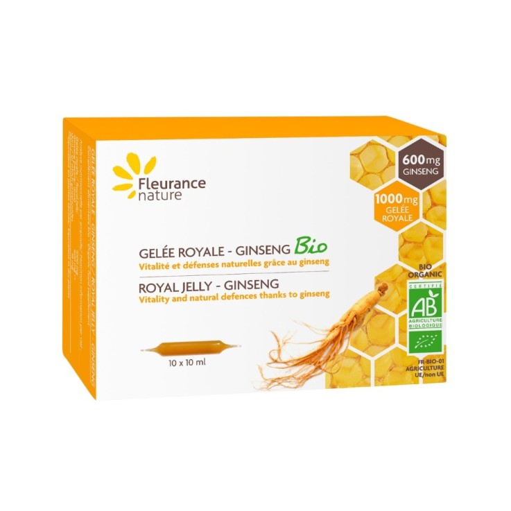 Gelée royale, ginseng vitalité (10 ampoules) Bio
