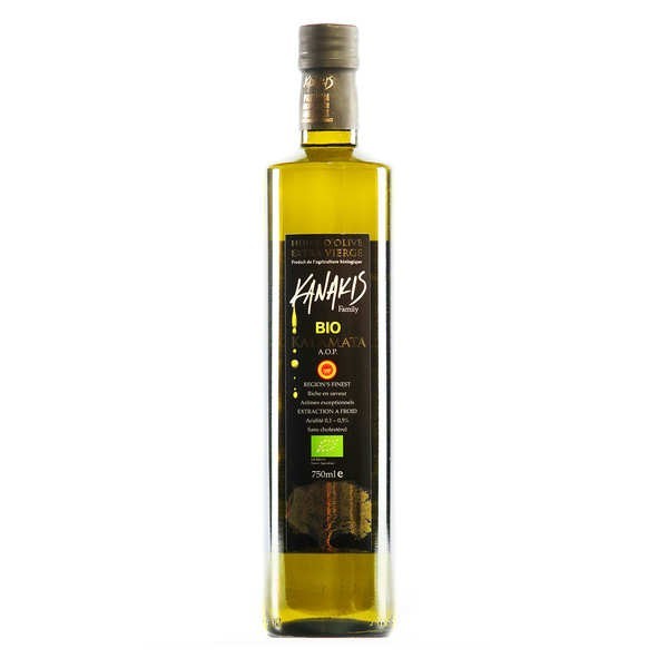 Huile d'olive bio grecque Kanakis - AOP Kalamata - Bouteille 75cl