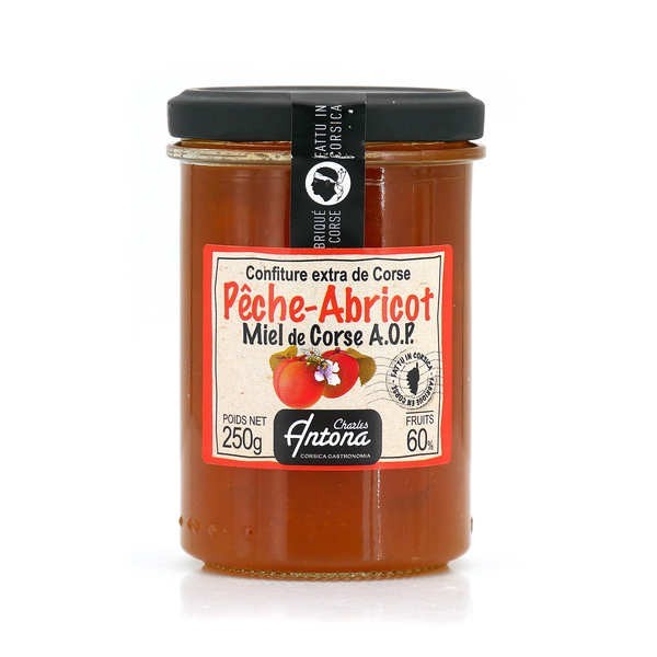 Confiture extra de Corse bio Pêche-abricot-miel - Pot de 350g