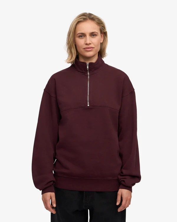 Pull zippé Quarter bordeaux en Coton Bio