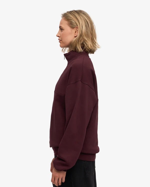 Pull zippé Quarter bordeaux en Coton Bio