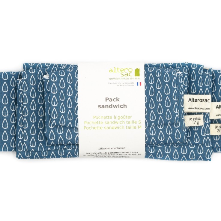 Pochette à sandwich en Coton x 3 (goûter/S/M)