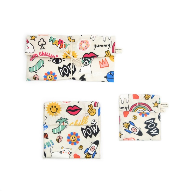 Pochette à sandwich en Coton x 3 (goûter/S/M)