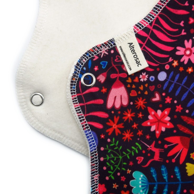 Serviette hygiénique lavable en Coton Bio M (flux moyen)