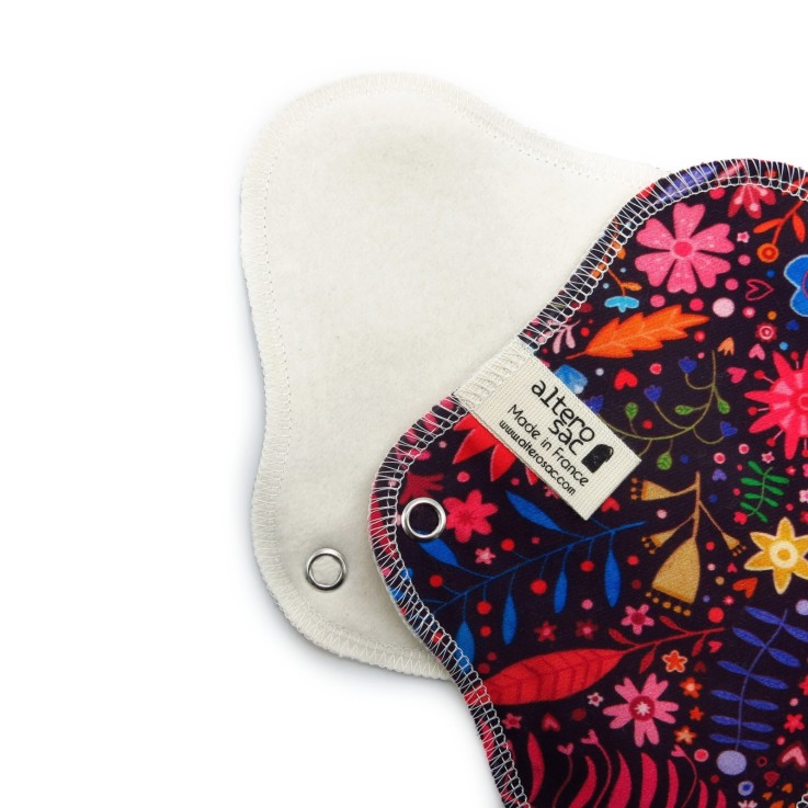 Serviette hygiénique lavable en Coton Bio S (flux léger)