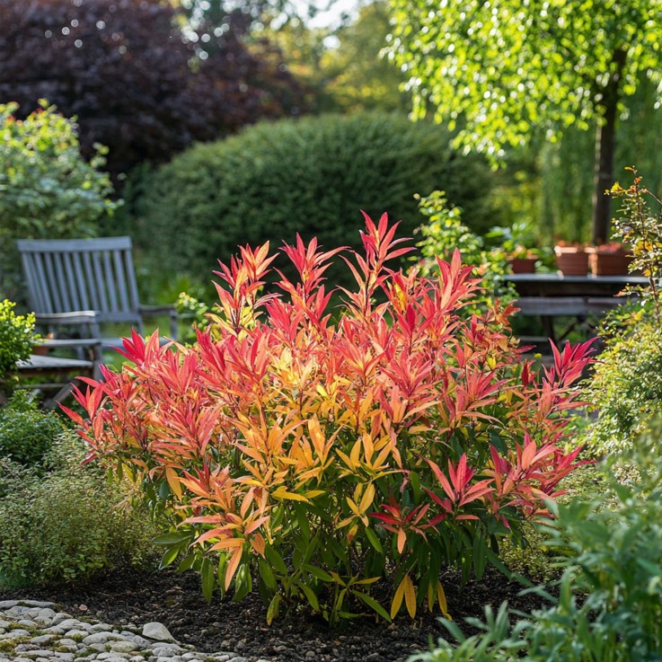 Andromède du Japon - Set de 4 - Pieris 'Forest Flame' - Hauteur 25-40cm - ⌀17cm