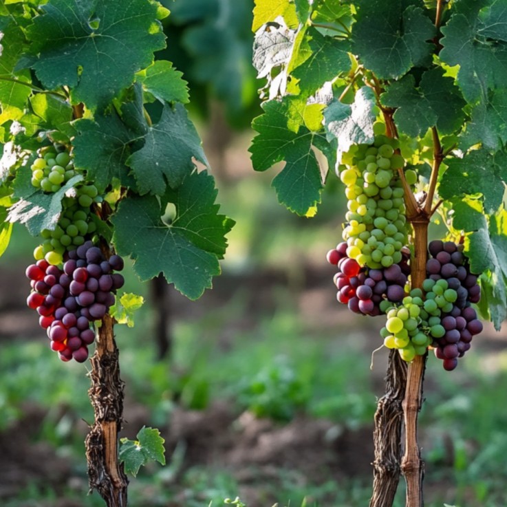 Vigne à raisin - Set de 2 - Vitis ‘Himrod’, Vitis ‘Vanessa’ - H60-75cm - ⌀21cm