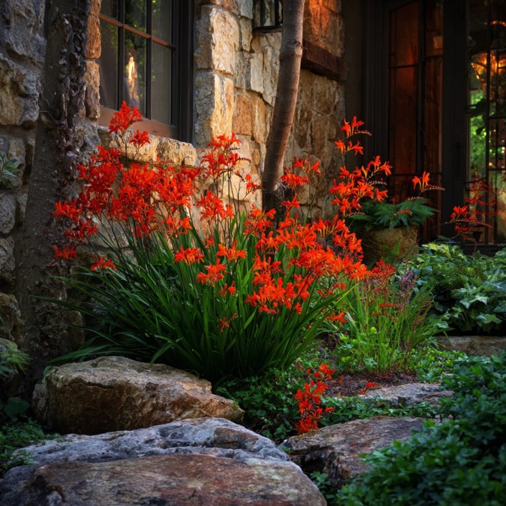 Fleur de l’Incendie - Set de 50 - Crocosmia 'Lucifer' - Bulbes à fleurs - Rouge
