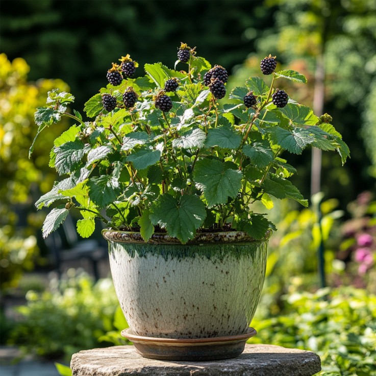 Mûrier - Set de 4 - Rubus fruticosus 'Thornfree' - Hauteur 50-60cm - ⌀15cm