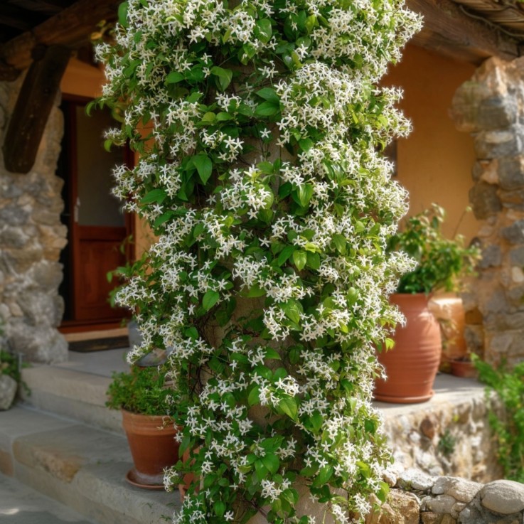 Jasmin étoilé - Set de 8 - Trachelospermum jasminoides - H110-120cm - ⌀17cm