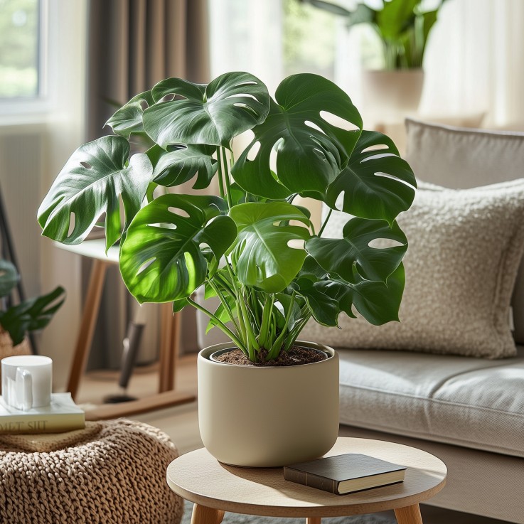 Plante à trous - Set de 2 - Monstera deliciosa - Hauteur 50-60cm - ⌀17cm