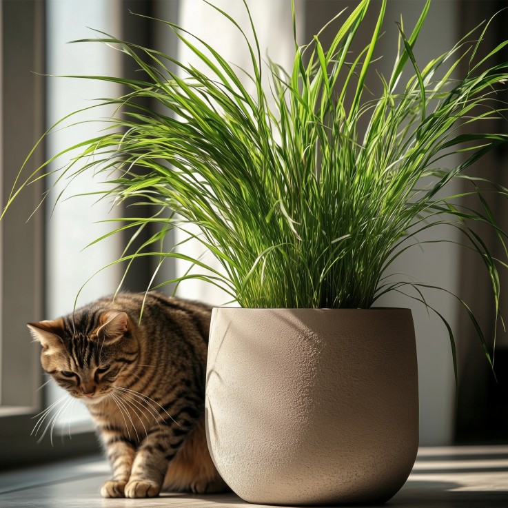 Herbe à chat - Set de 6 - Cyperus zumula - Hauteur 30-40cm - ⌀12cm