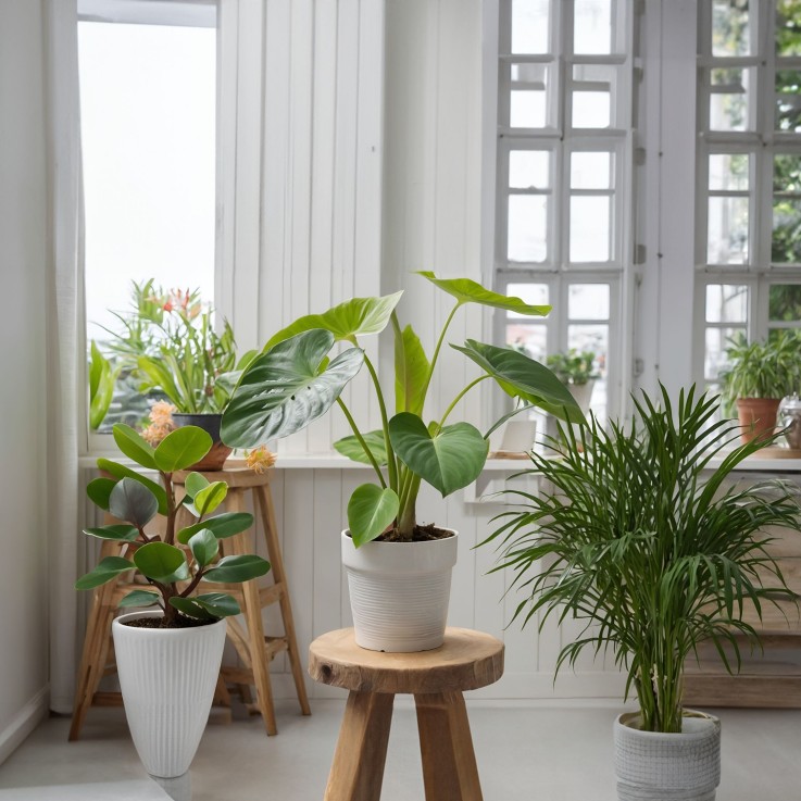 Palmiers d'intérieur - Set de 4 - Dypsis, Chamaedorea - Hauteur 25-40cm - ⌀12cm