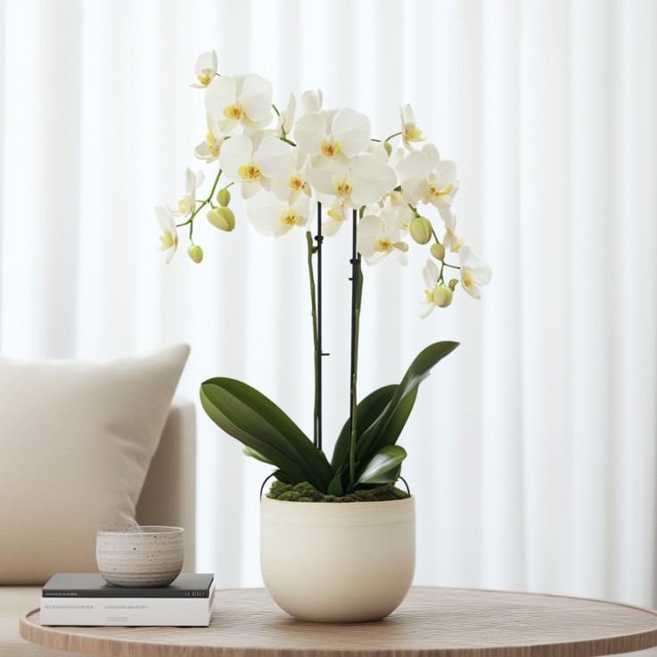Orchidée papillon - Phalaenopsis Multiflora avec panier - Hauteur 35-45cm -⌀12cm