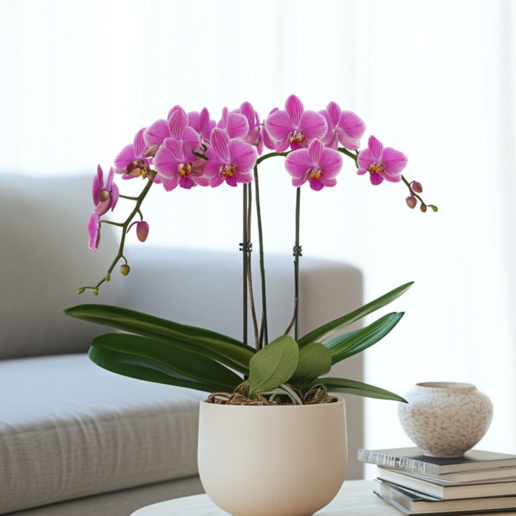 Orchidée papillon - Phalaenopsis Multiflora avec panier - Hauteur 35-45cm -⌀12cm