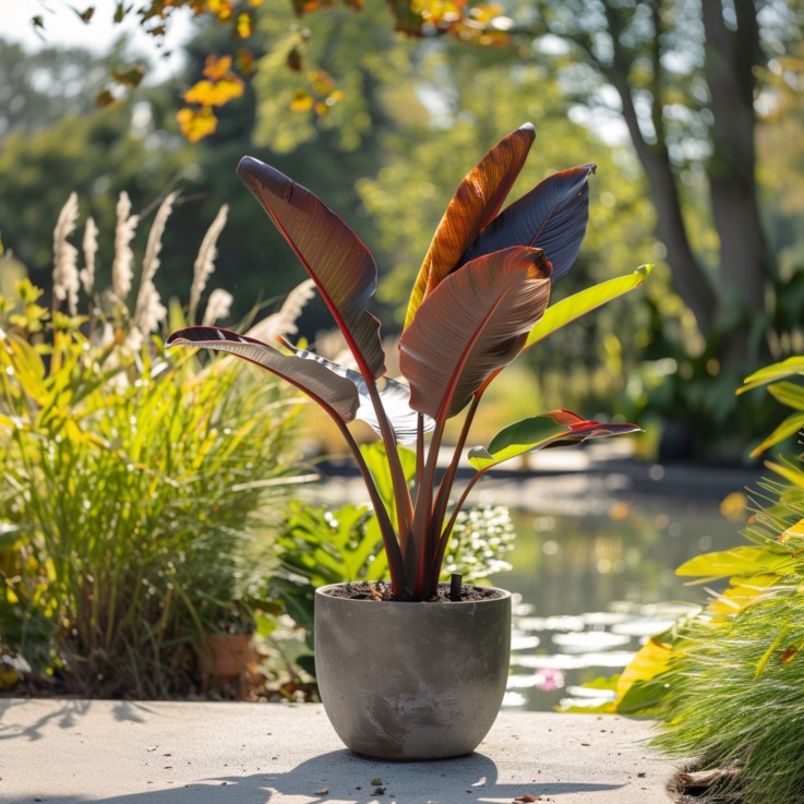 Plante à bananes rouges - Set de 2 - Ensete ventricosum - H55-70cm - ⌀21cm