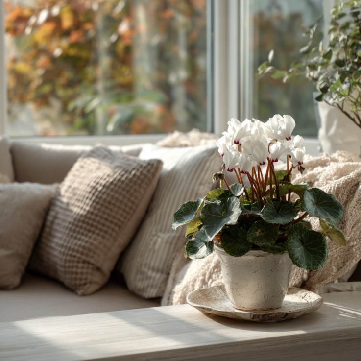 Cyclamen de Perse - Set de 6 - Cyclamen persicum 'Metis White' - H10-20cm - ⌀9cm