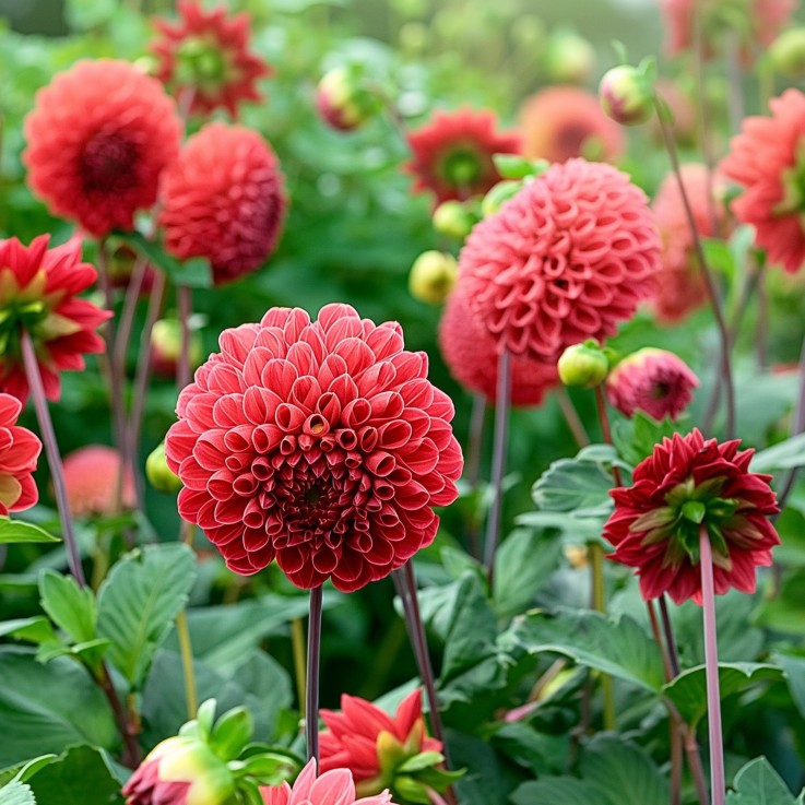 Dahlias - Set de 4 - Dahlia 'Bouqet Sunset' - Bulbes à fleurs