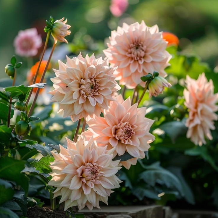 Dahlias - Set de 3 - Dahlia 'Cafe au Lait' - Bulbes à fleurs - Vert