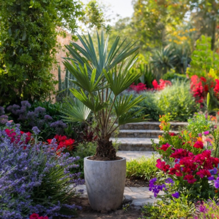 Palmier de Chine - Set de 2 - Trachycarpus Fortunei - Hauteur 35-45cm - ⌀15cm