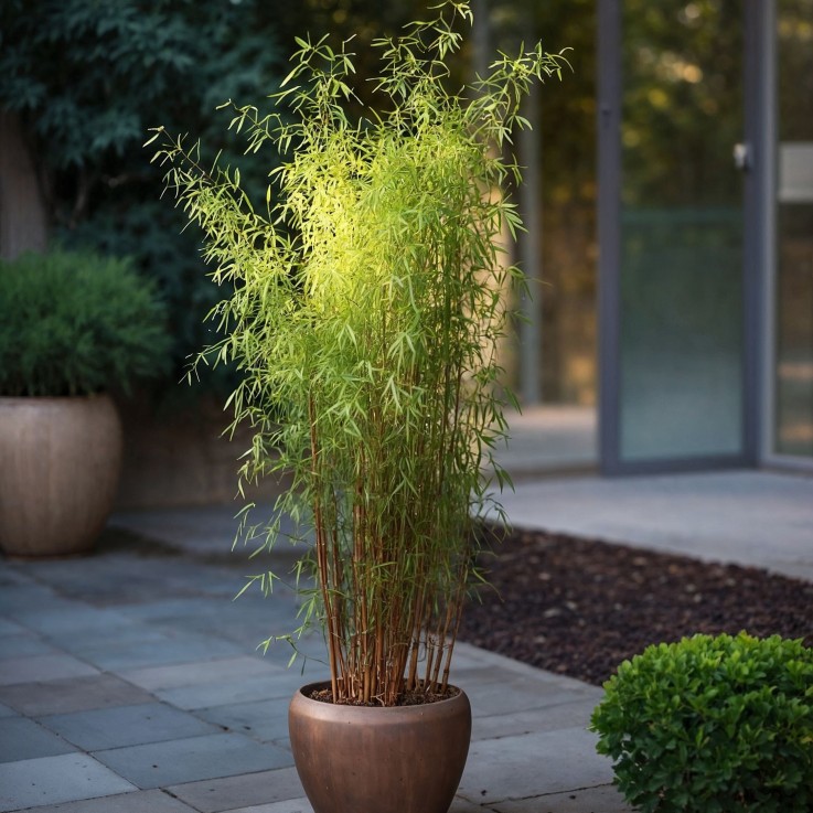 Bambou non-traçant - Set de 2 - Fargesia nitida 'Red Dragon' - H50-70cm - ⌀17cm