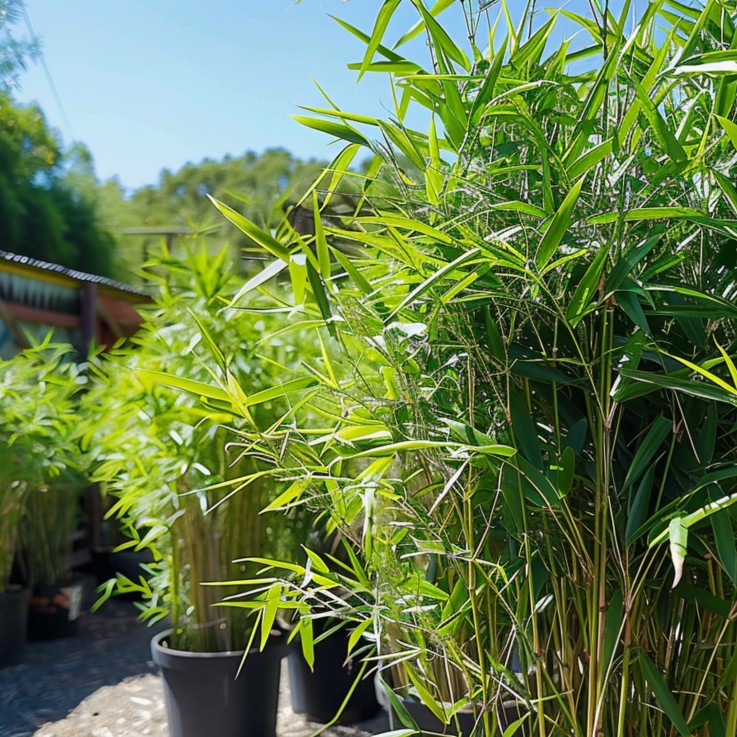 Bambou - Lot de 3 - Fargesia nitida 'Black Dragon' - Hauteur 25-40cm - ⌀14cm