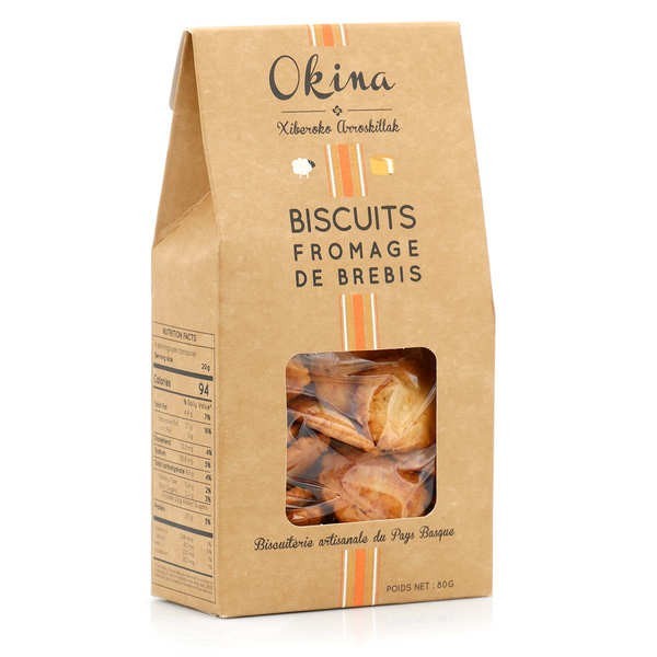 Biscuits salés au fromage pur brebis Ossau Iraty AOP - Boîte de 80g