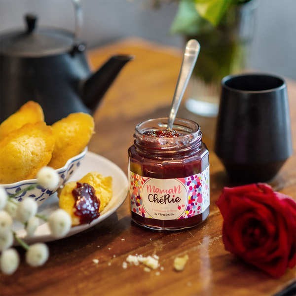 Confiture Maman Chérie - Framboise et rose - Pot de 210g