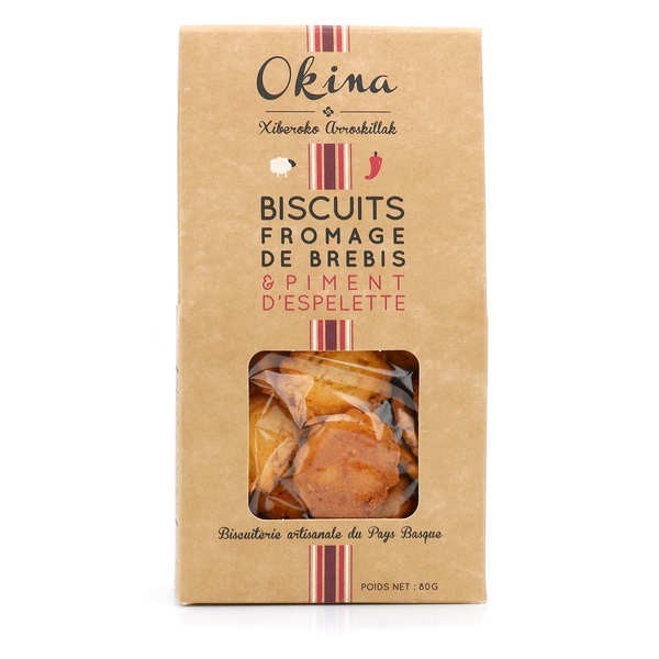 Biscuits salés au fromage de brebis Ossau Iraty et piment d'Espelette - Boîte de 80g