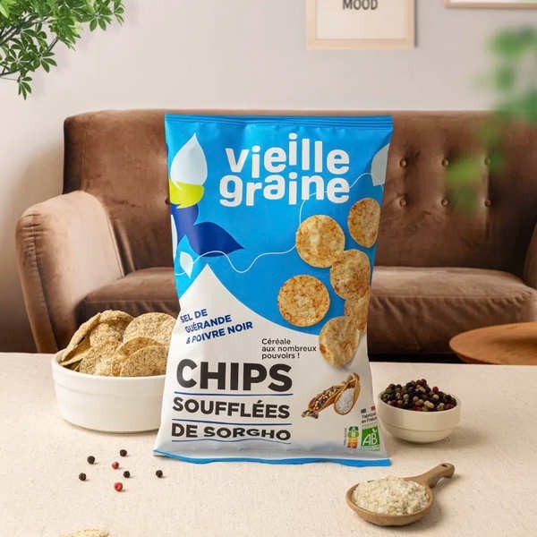 Chips de sorgho Sel de Guérande et poivre noir bio - Sachet de 60g