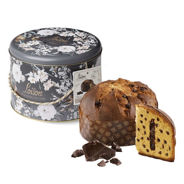 Panettone artisanal au chocolat en boîte métal ronde - Boîte métal de 750g