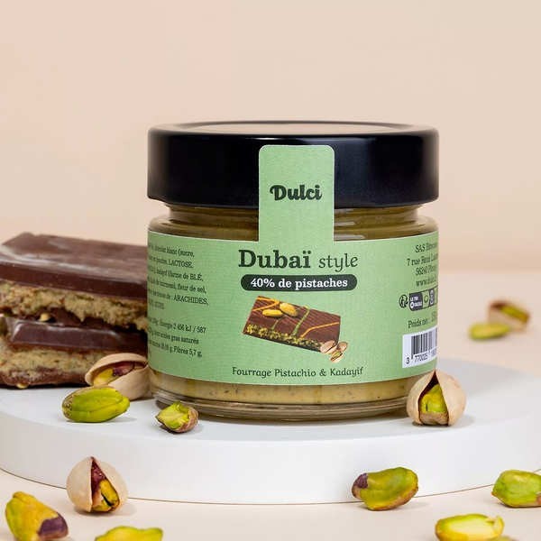Pâte à tartiner Dubaï Style - Pistache 40% et chocolat - Pot de 150g