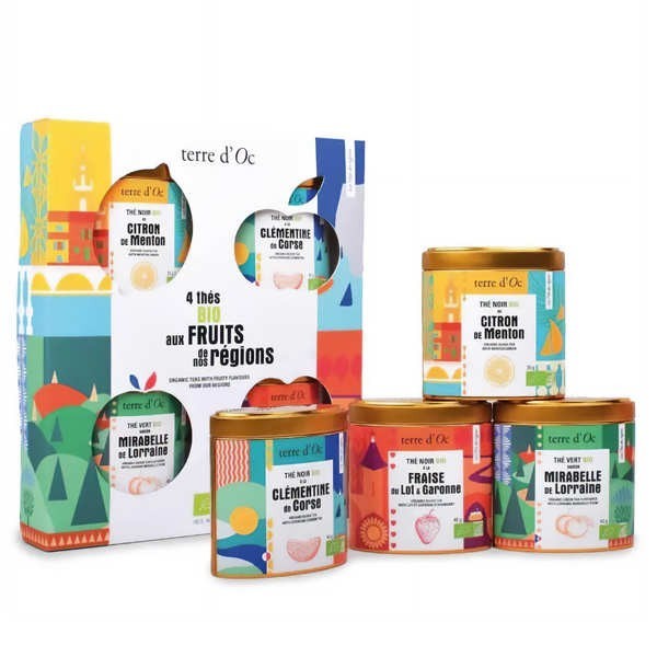 Coffret 4 thés bio aux fruits de nos régions - Coffret de 4 boîtes