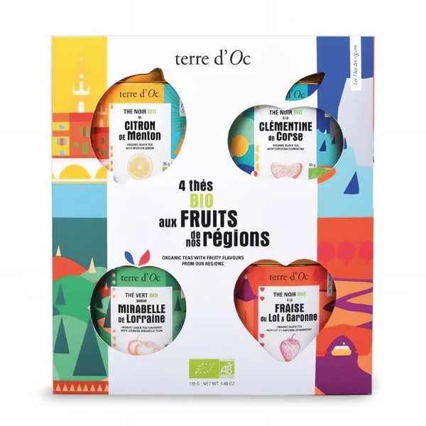 Coffret 4 thés bio aux fruits de nos régions - Coffret de 4 boîtes