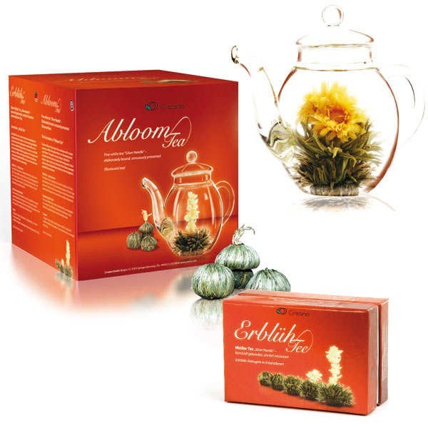 Coffret théière + 6 fleurs de thé blanc