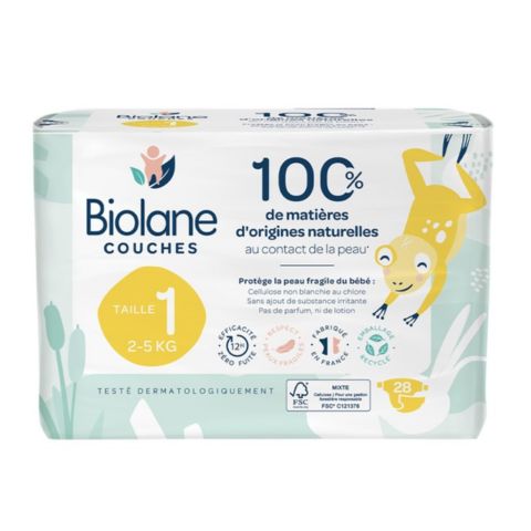 Couches écologiques Biolane taille 1 2 à 5 kg 28 couches