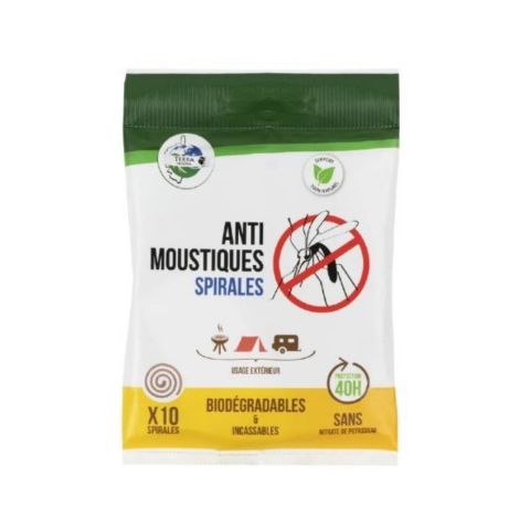 Spirales anti-moustiques biodégradables 40h x10 - Terra Nostra